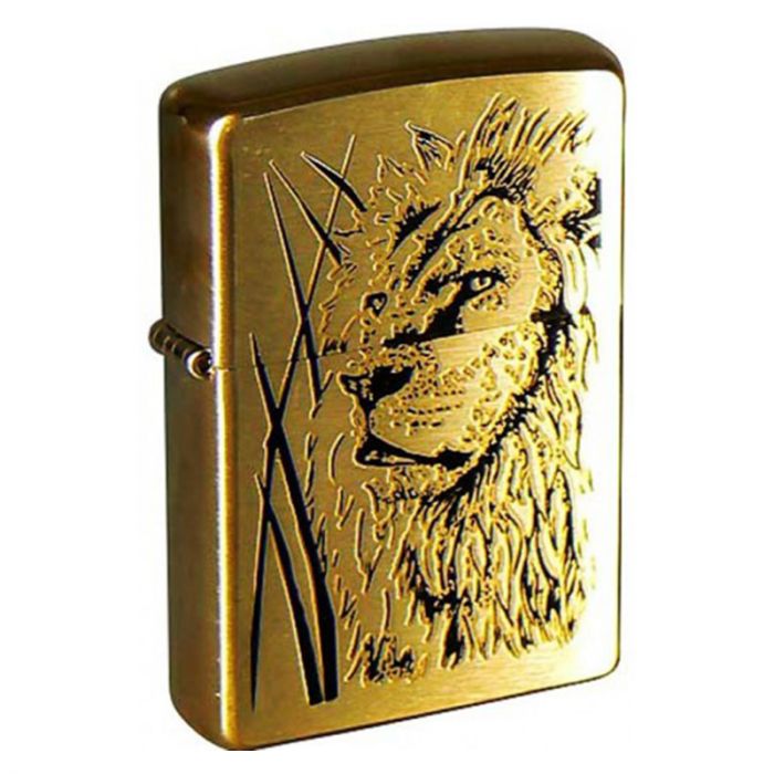 Зажигалка ZIPPO Proud Lion Brushed Brass, латунь, золотистый, матовая, 36х56х12 мм